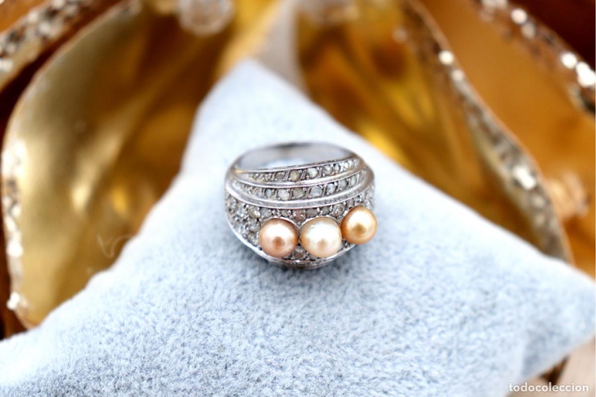 Joyeria: Anillo de oro de 19,2 quilates con diamantes y perlas - Foto 5