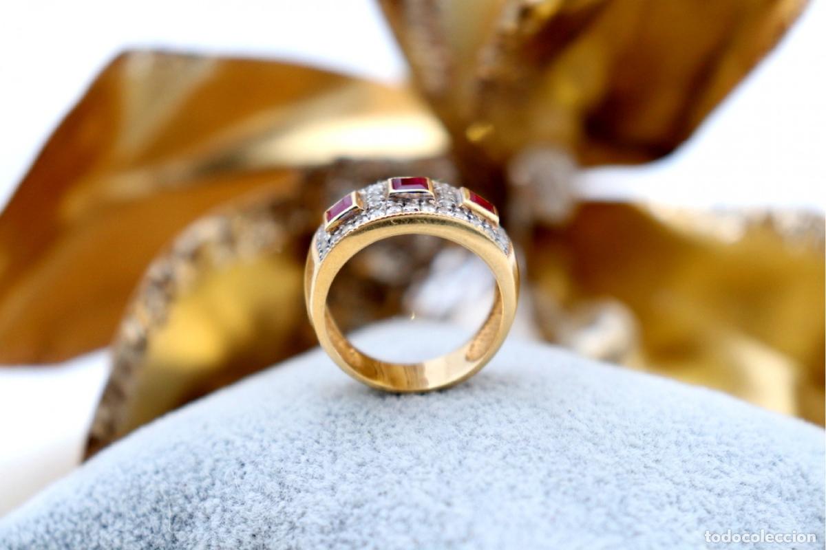 Joyeria: Anillo de oro de 19,2 quilates con diamantes y rub&iacute;es - Foto 2
