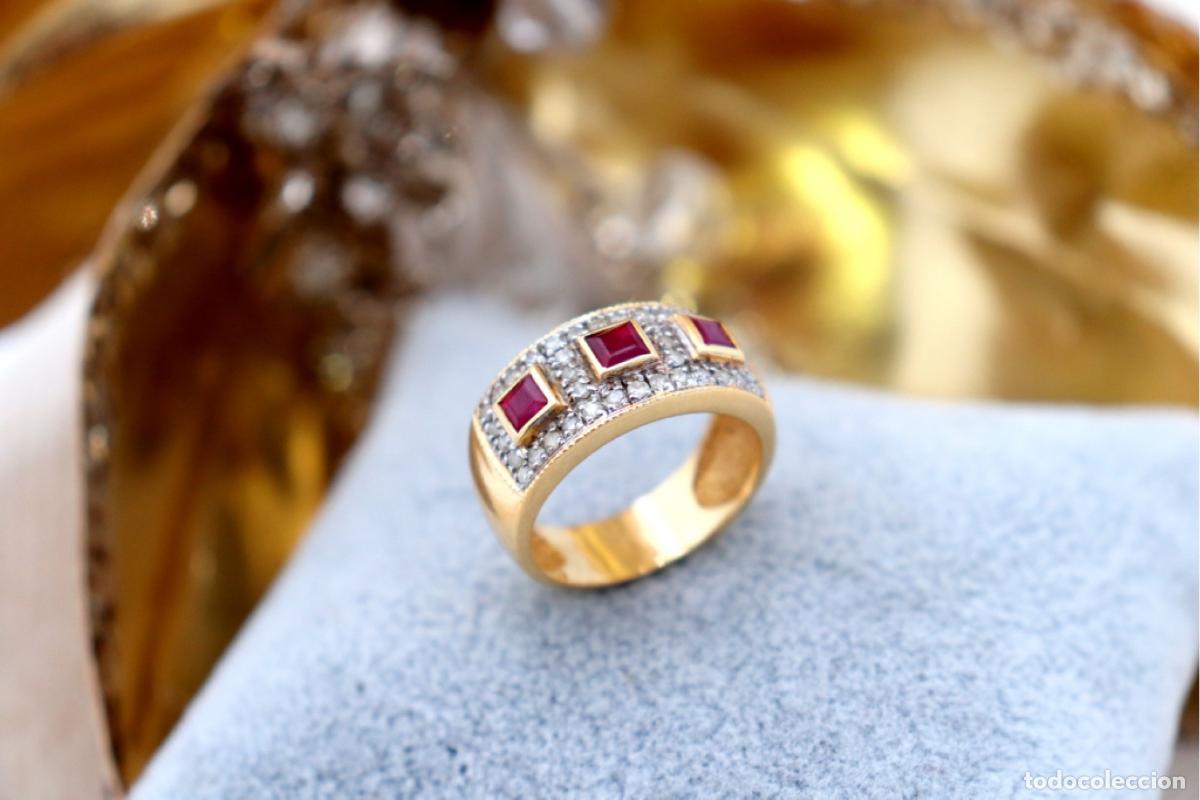 Joyeria: Anillo de oro de 19,2 quilates con diamantes y rub&iacute;es - Foto 3