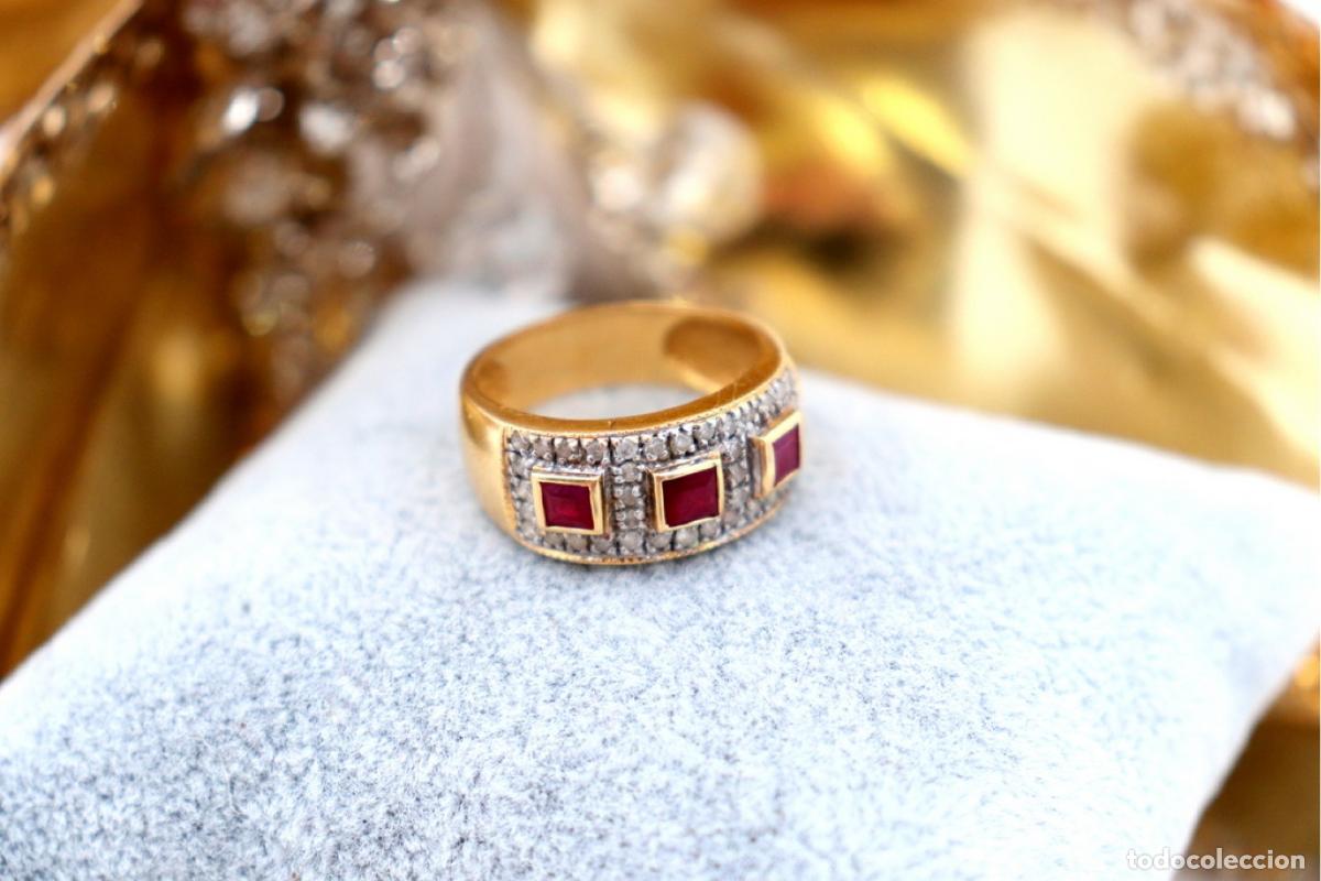 Joyeria: Anillo de oro de 19,2 quilates con diamantes y rub&iacute;es - Foto 5