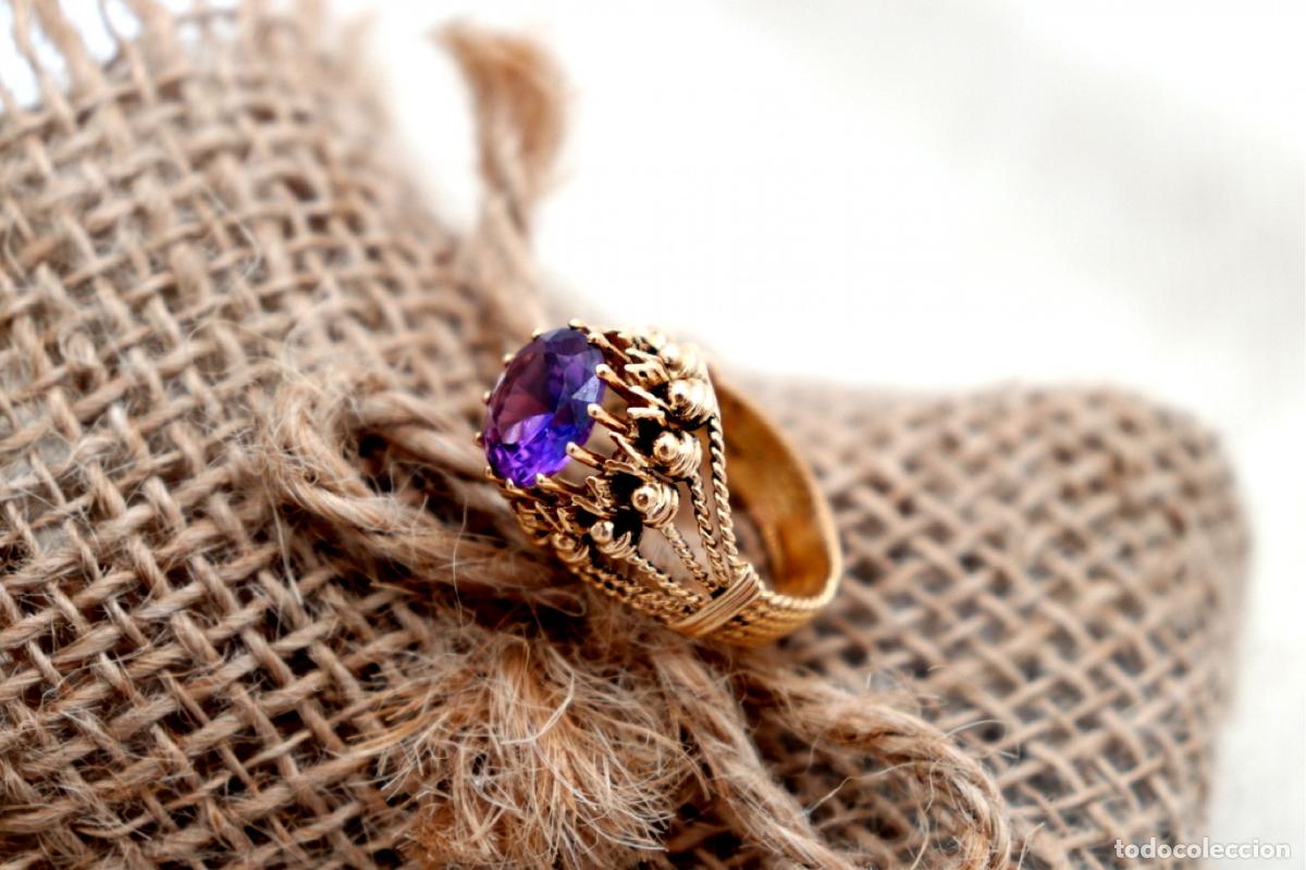 Joalharia: Anillo de oro de 19,2 quilates con amatista