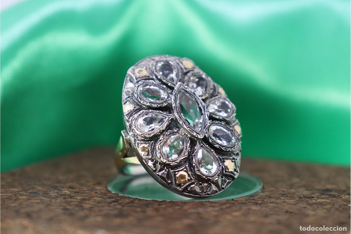 Joalharia: Anillo en oro y plata de 19,2K.