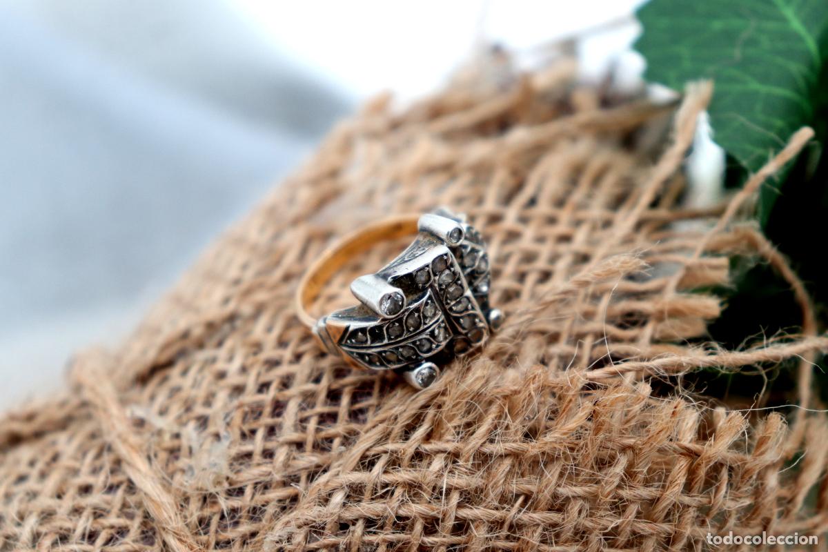 Joyeria: Anillo de oro y plata de 19,2K con diamantes. - Foto 7