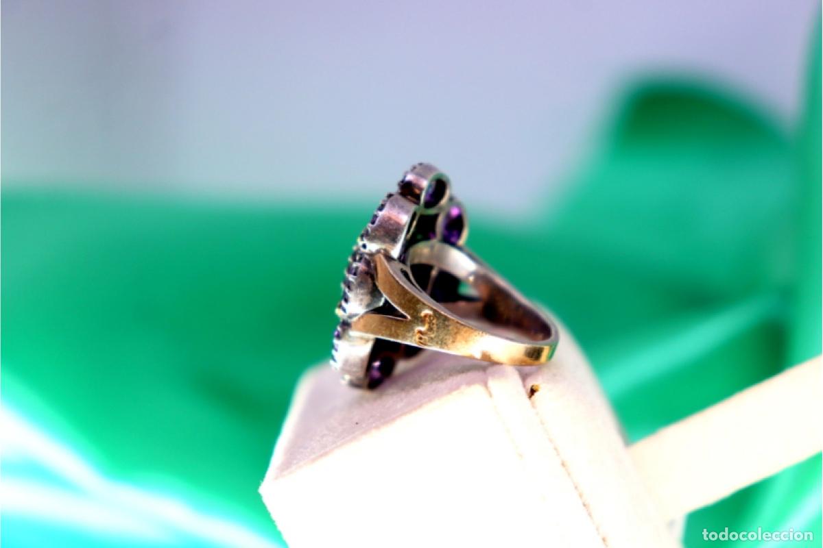 Joyeria: Anillo de oro y plata de 19,2K con amatistas. - Foto 7