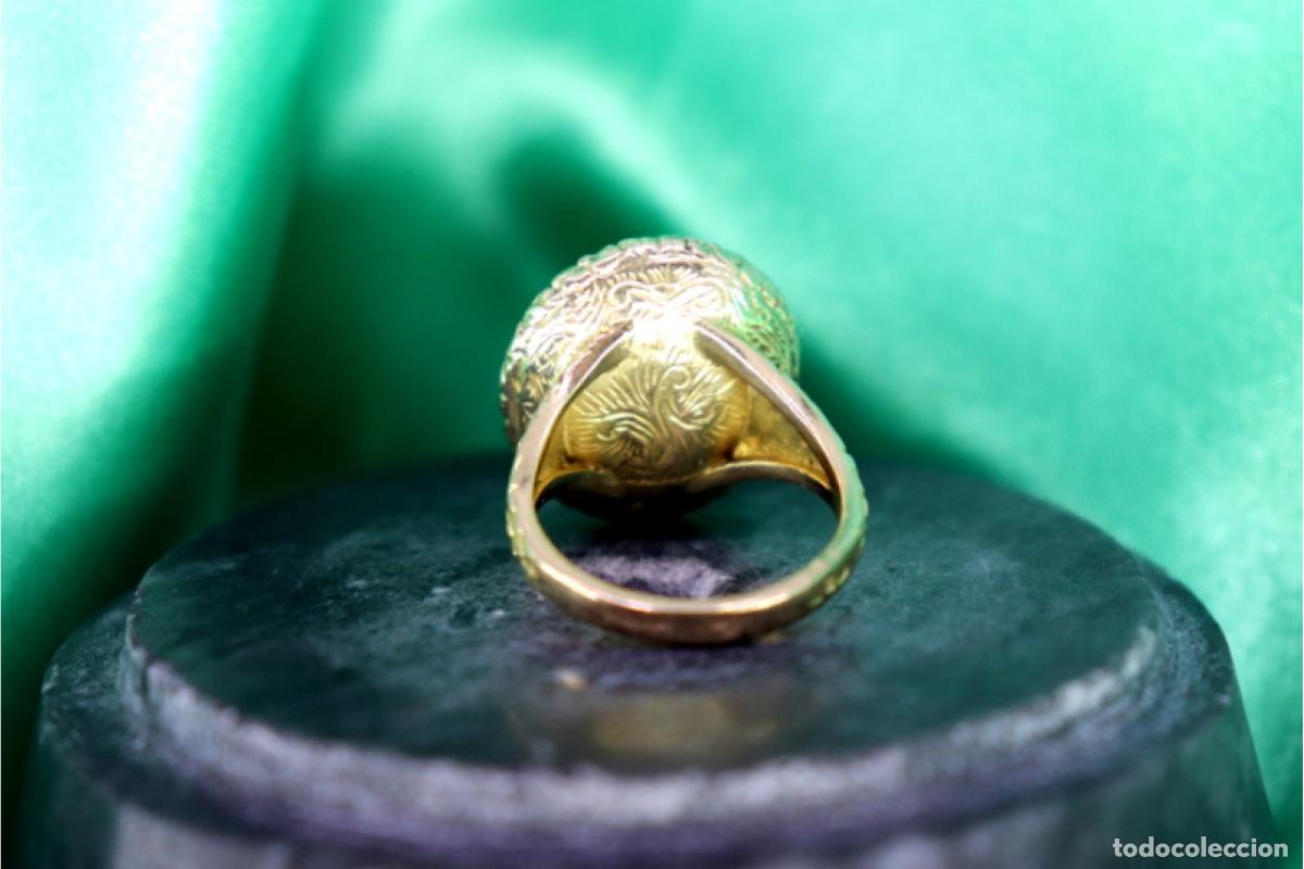 Joyeria: Anillo de oro y plata de 19,2K con diamantes y granate. - Foto 3