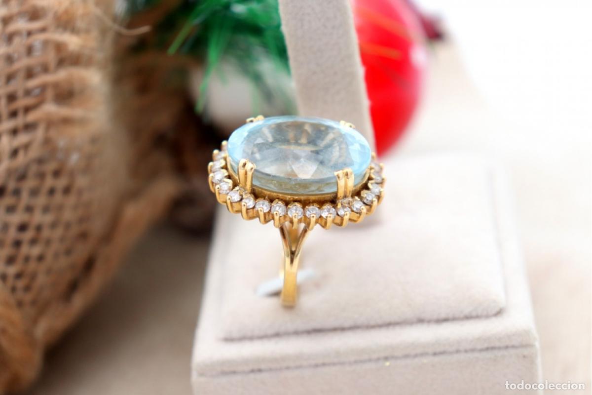 Joyeria: Anillo de oro de 19,2 quilates con diamantes y topacios - Foto 2