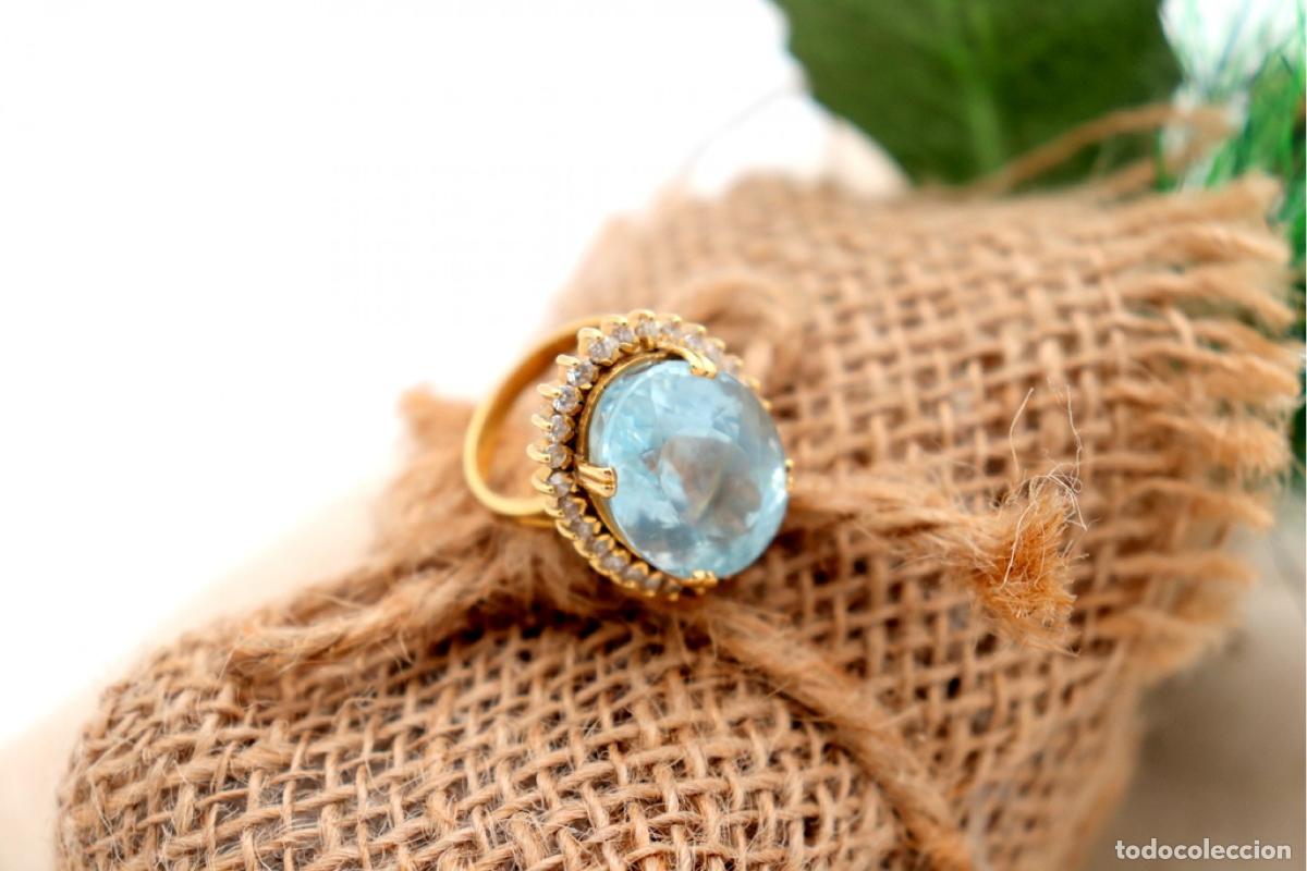 Joyeria: Anillo de oro de 19,2 quilates con diamantes y topacios - Foto 3