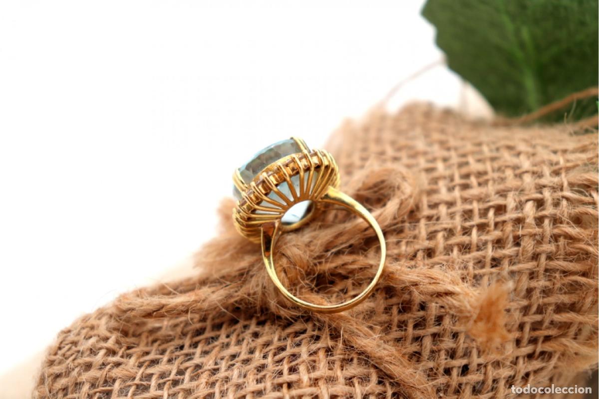 Joyeria: Anillo de oro de 19,2 quilates con diamantes y topacios - Foto 4