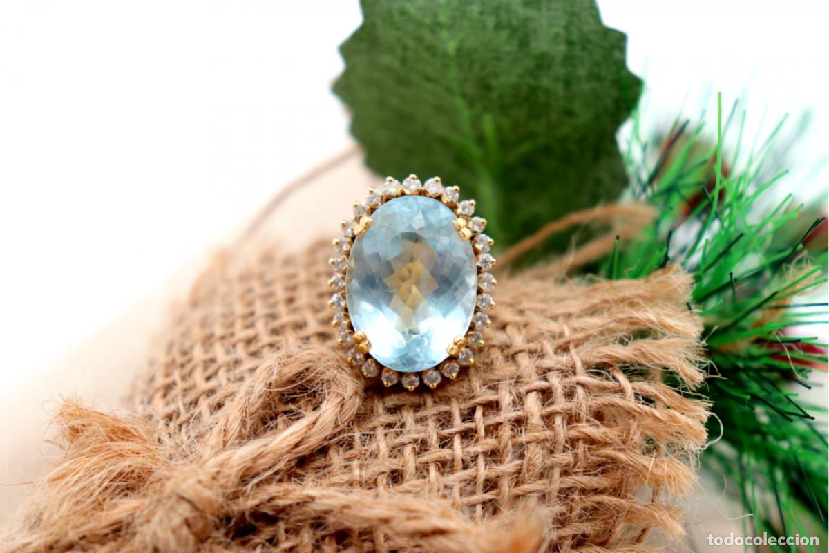 Joyeria: Anillo de oro de 19,2 quilates con diamantes y topacios - Foto 5