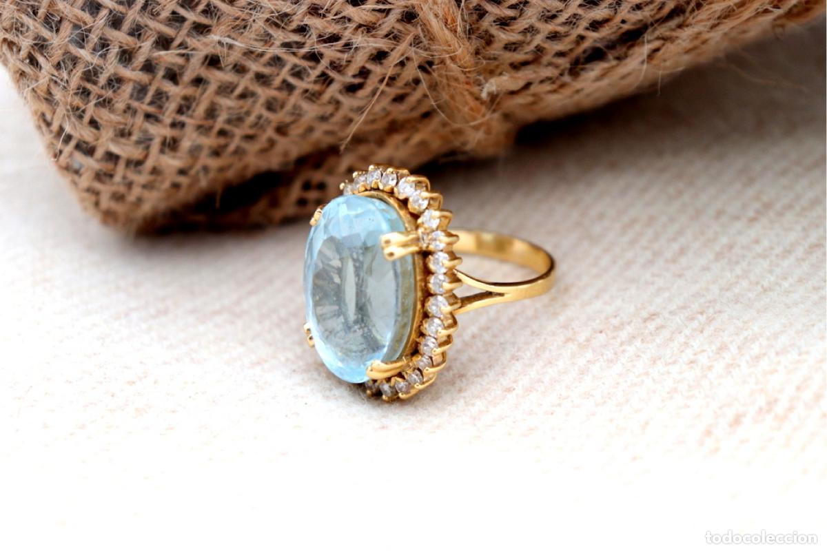 Joyeria: Anillo de oro de 19,2 quilates con diamantes y topacios - Foto 6