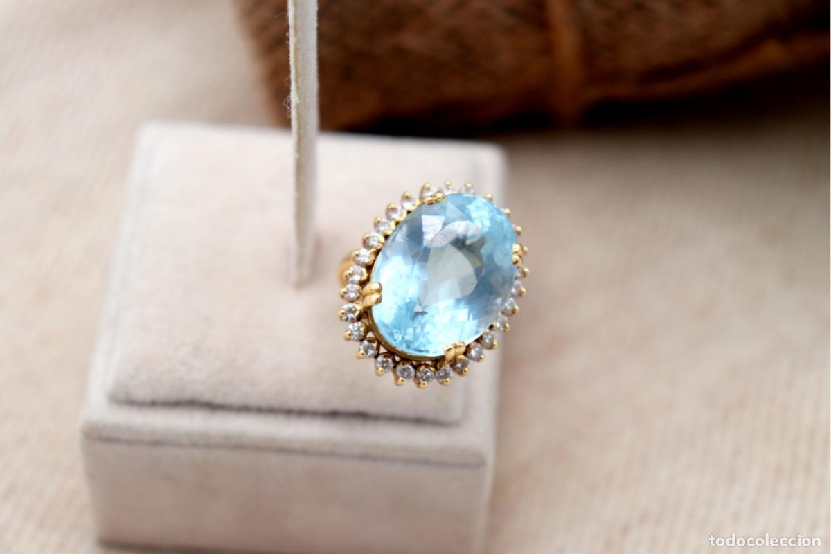 Joyeria: Anillo de oro de 19,2 quilates con diamantes y topacios - Foto 7