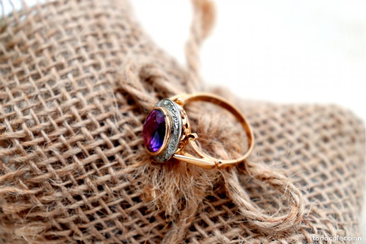 Joyeria: Anillo de oro de 19,2 quilates con diamantes y rub&iacute; - Foto 4
