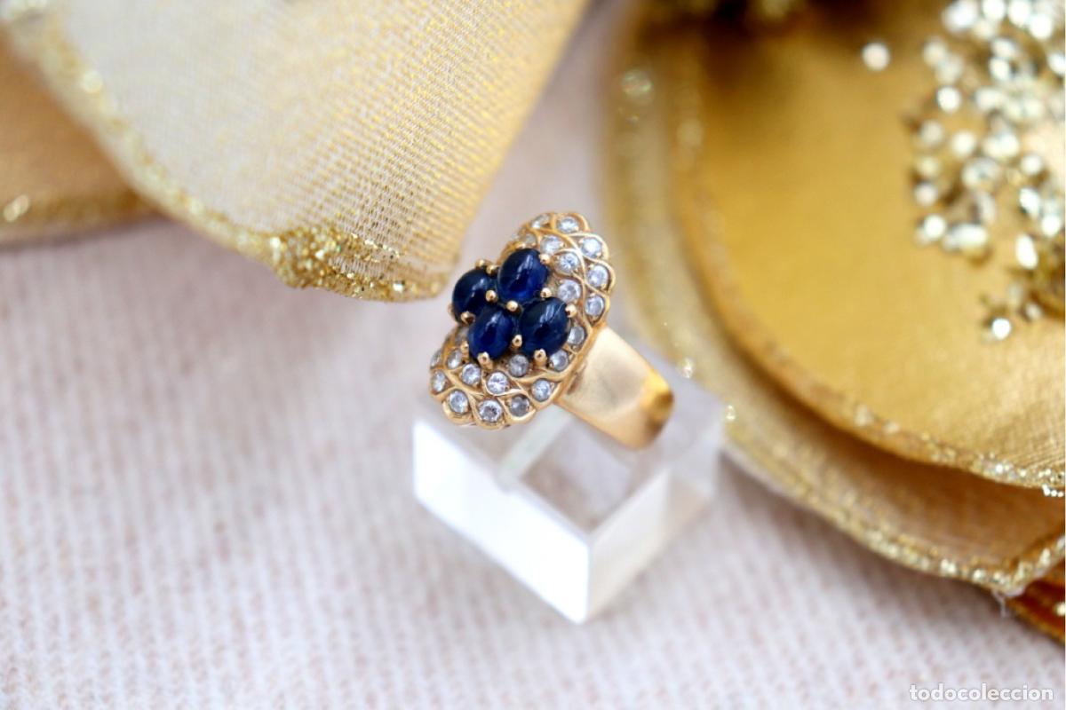 Joyeria: Anillo de oro de 19,2 quilates con diamantes y zafiros australianos