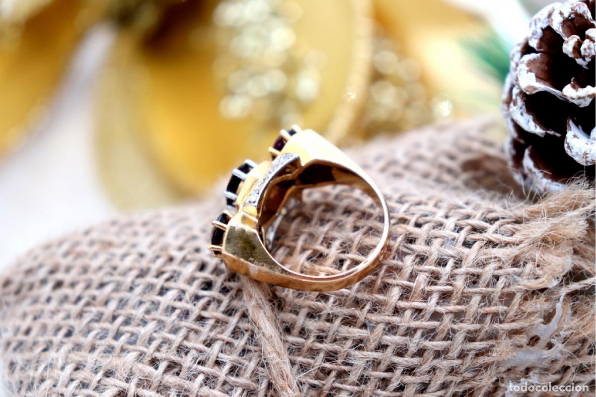 Joyeria: Anillo de oro de 19,2 quilates con diamantes y granates - Foto 4