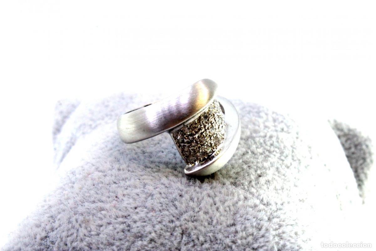 Joyeria: Anillo de oro blanco de 19,2K con diamantes. - Foto 3
