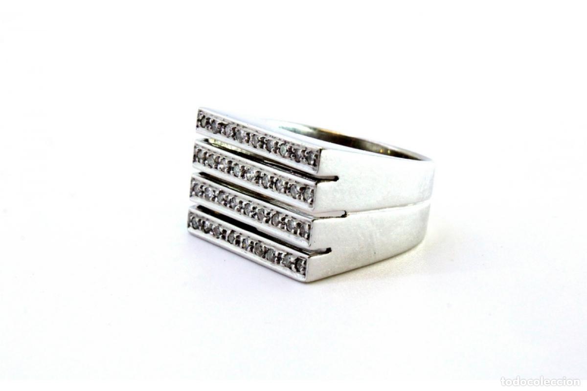 Joyeria: Anillo de oro blanco de 19,2K con diamantes. - Foto 2