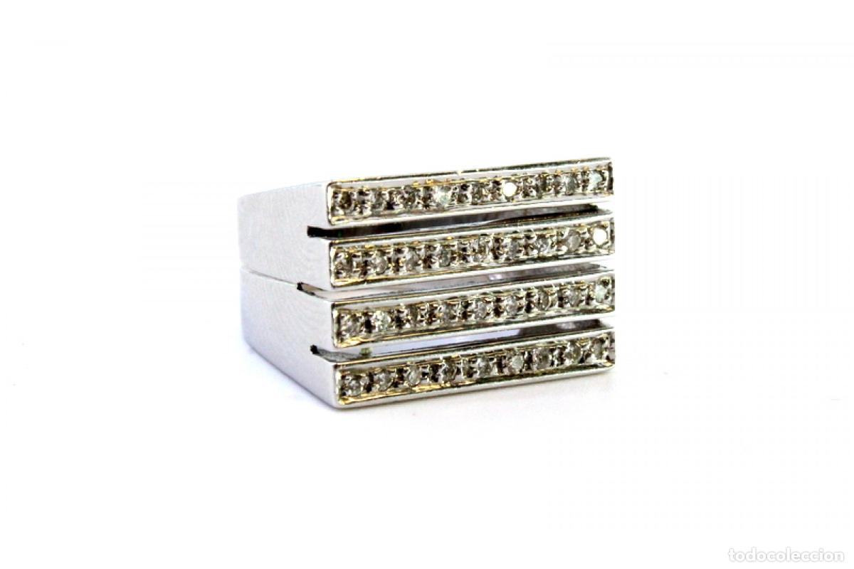 Joyeria: Anillo de oro blanco de 19,2K con diamantes. - Foto 4