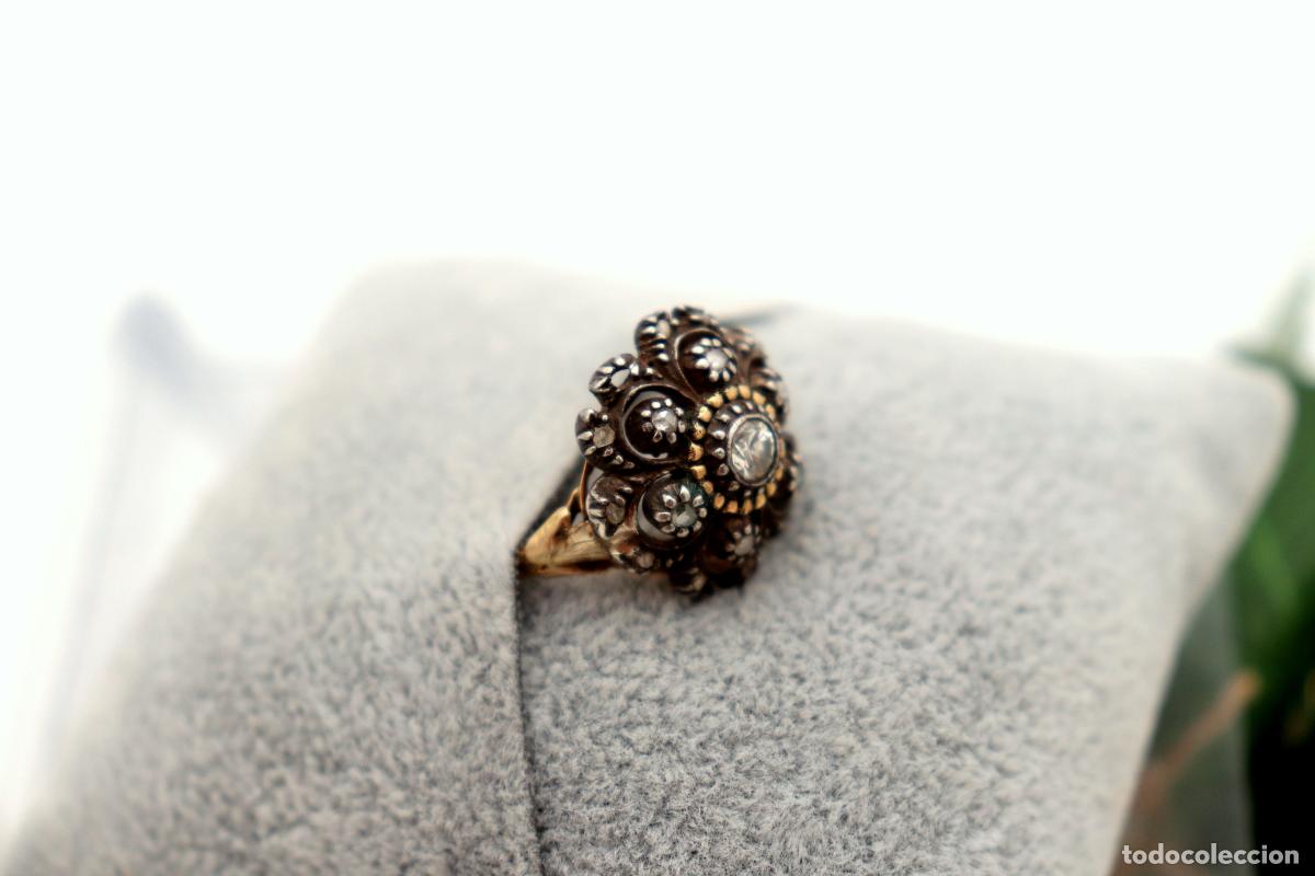 Joyeria: Anillo de oro y plata de 19,2K con diamantes. - Foto 2