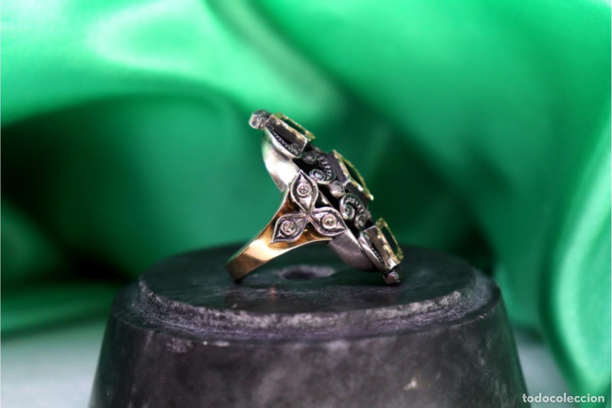 Joyeria: Anillo de oro y plata de 19,2K con diamantes y granates. - Foto 3