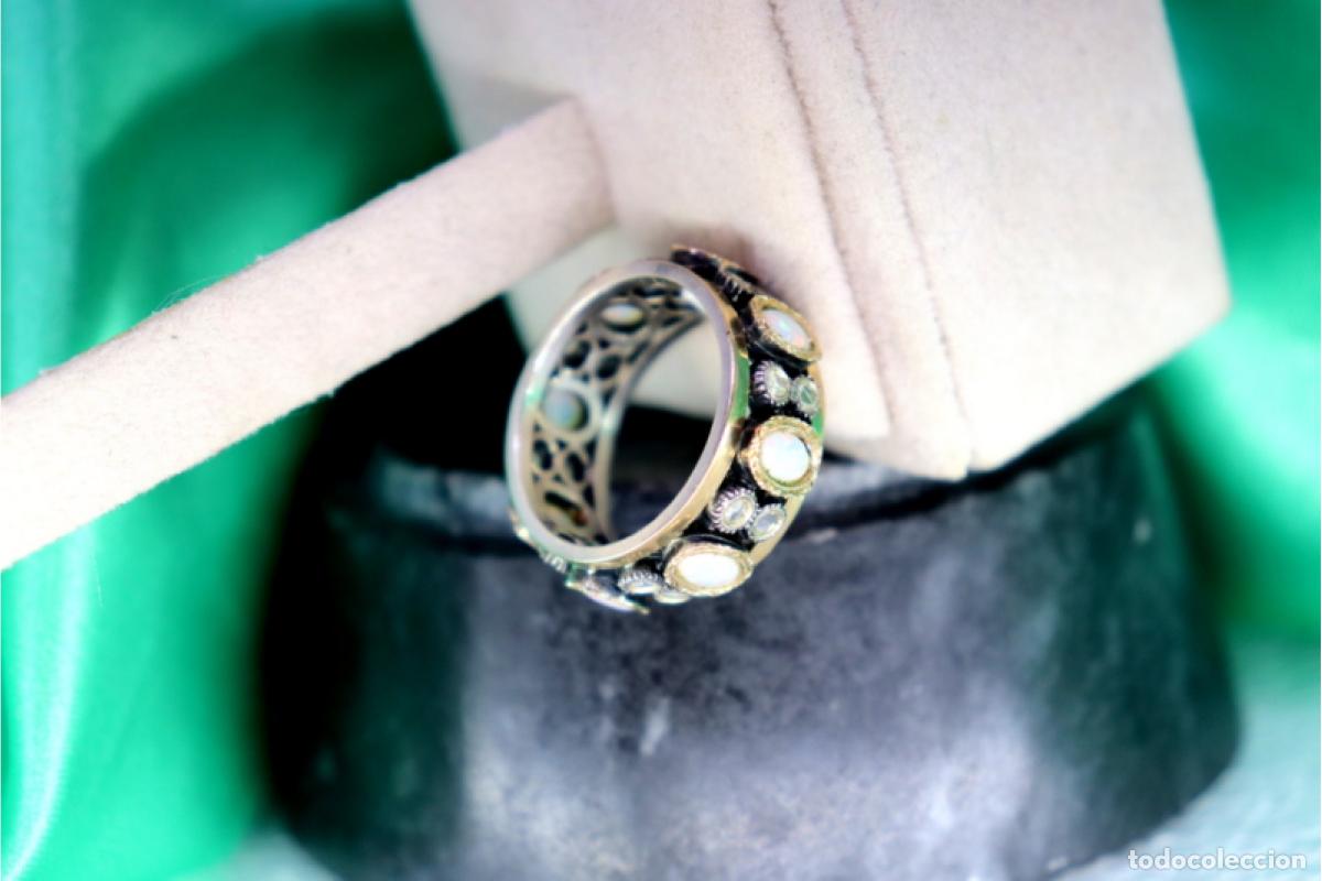 Joyeria: Anillo de oro y plata de 19,2K con diamantes y &oacute;palos. - Foto 5