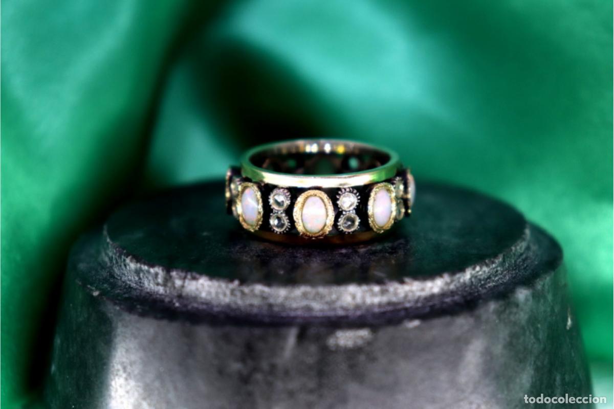 Joyeria: Anillo de oro y plata de 19,2K con diamantes y &oacute;palos. - Foto 7