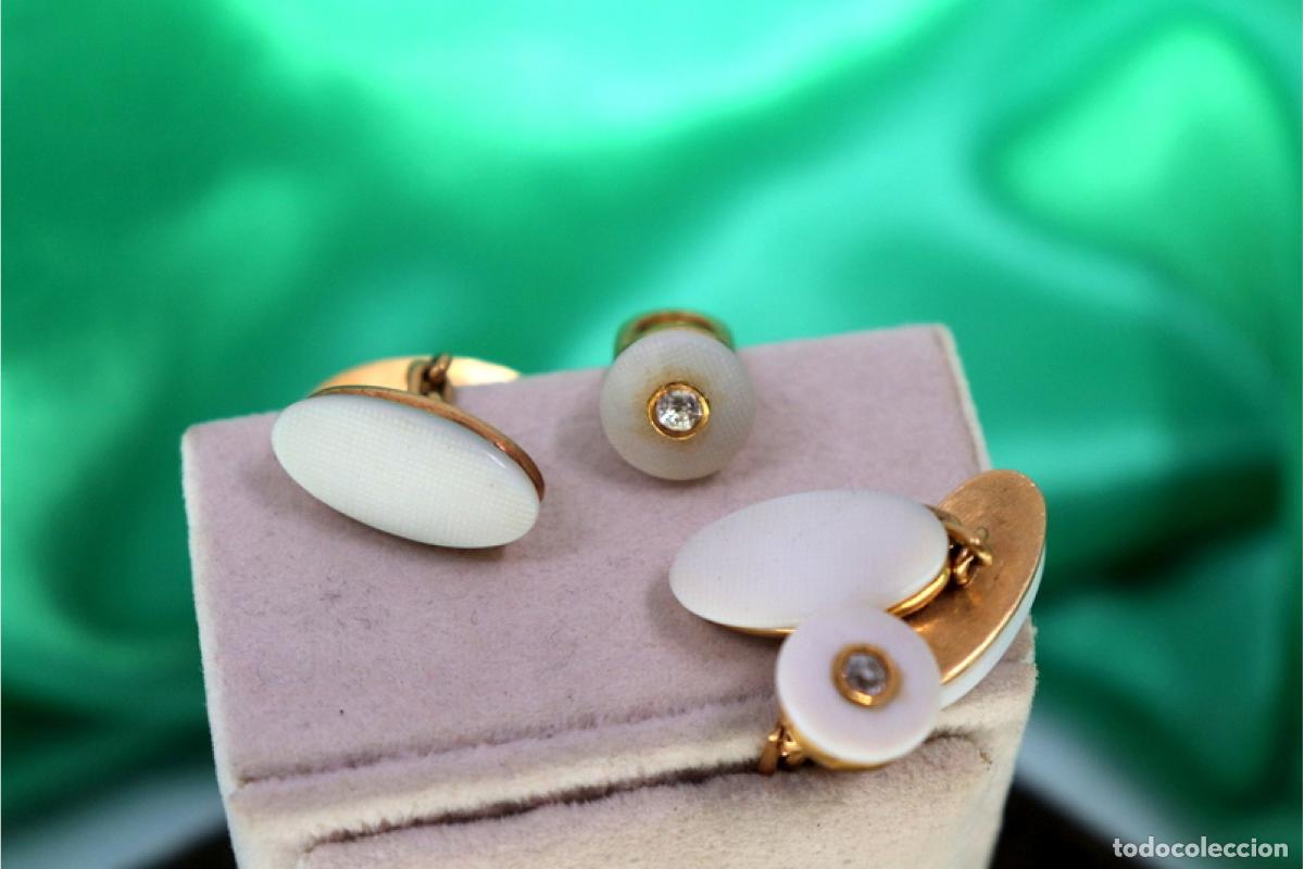 Joyeria: Gemelos de oro de 19,2 quilates con diamantes - Foto 2