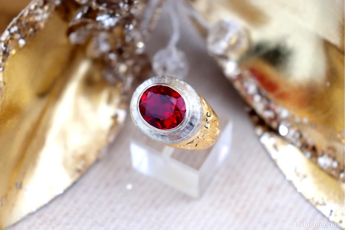 Joyeria: Anillo de oro bicolor de 19,2K con rub&iacute;. - Foto 7