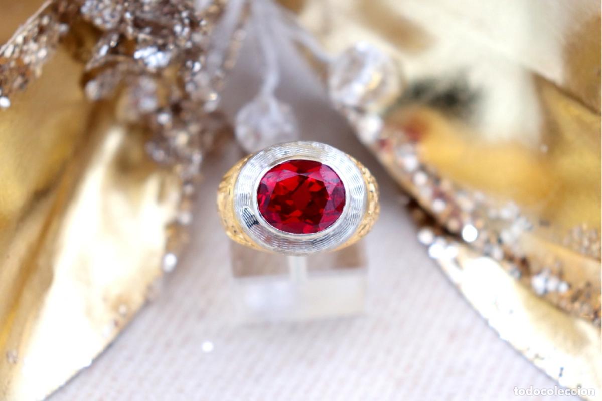 Joyeria: Anillo de oro bicolor de 19,2K con rub&iacute;. - Foto 8