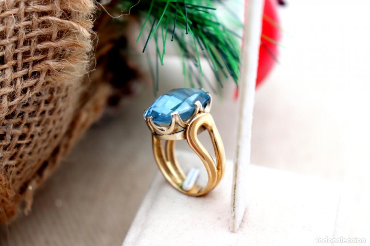 Joyeria: Anillo de oro de 19,2 quilates con aguamarina - Foto 6