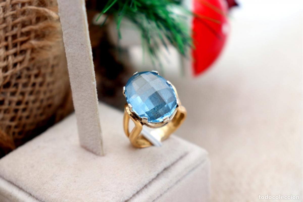 Joyeria: Anillo de oro de 19,2 quilates con aguamarina