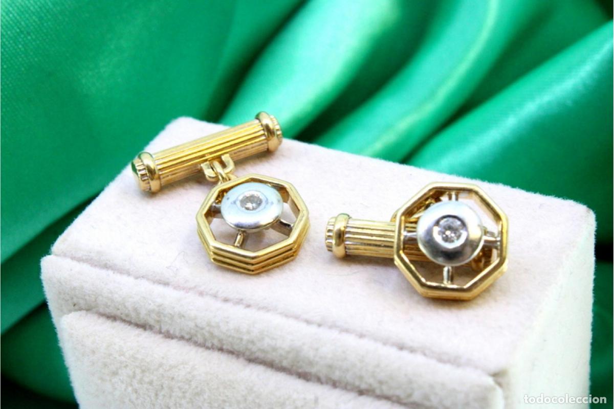 Joyeria: Gemelos de oro de 19,2 quilates con diamantes - Foto 3