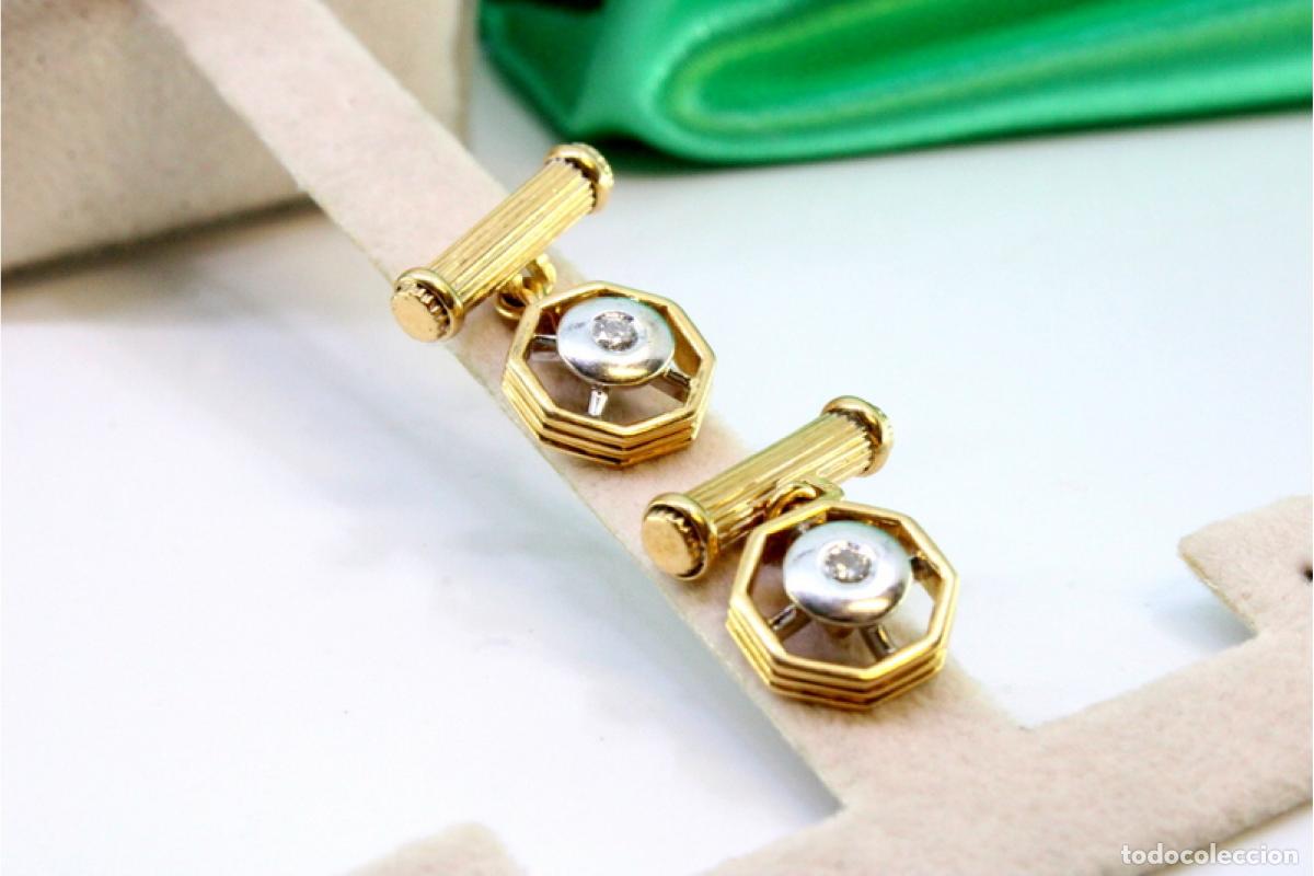 Joalheria: Gemelos de oro de 19,2 quilates con diamantes