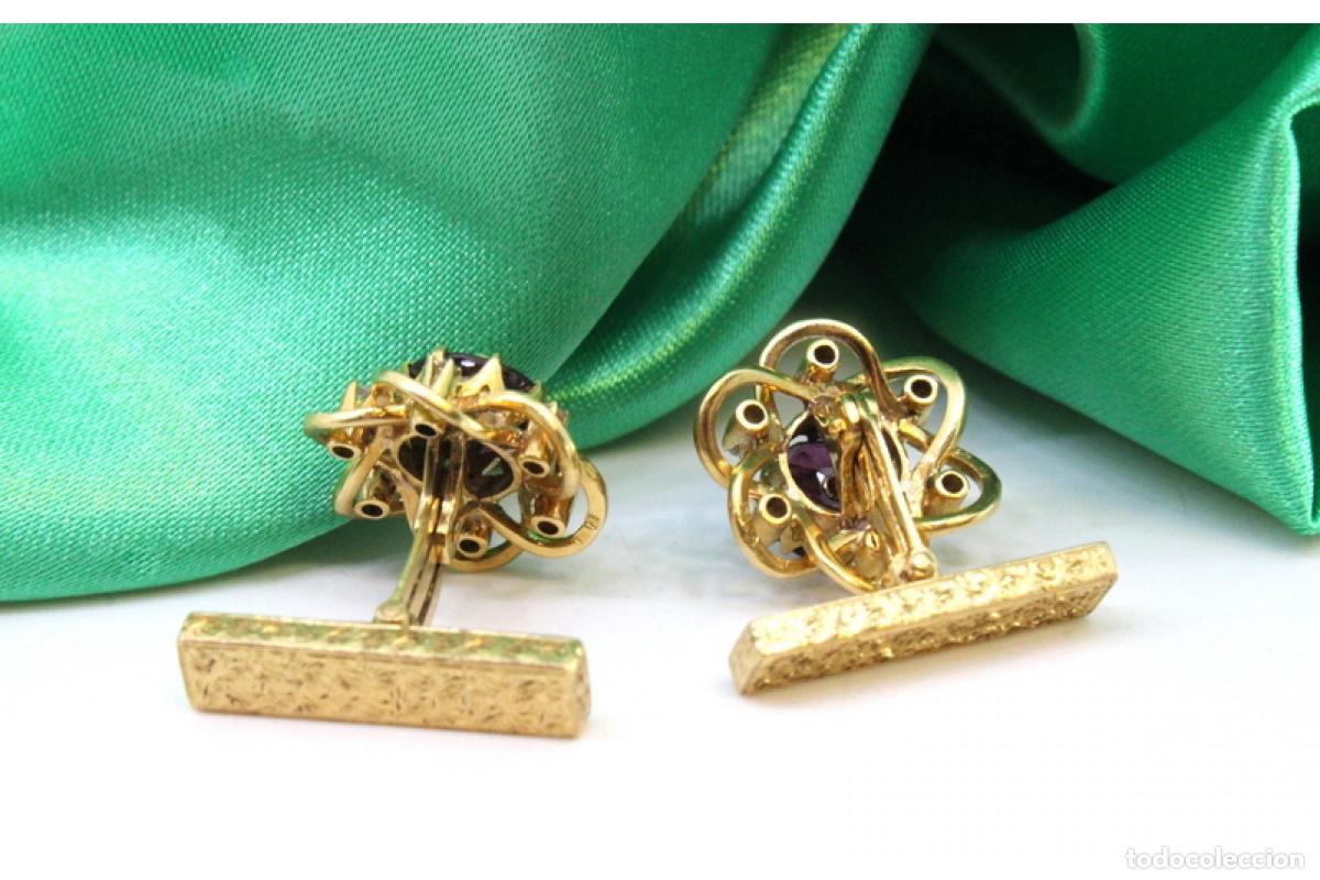 Joyeria: Gemelos de oro de 19,2K con diamantes y &oacute;nix. - Foto 5