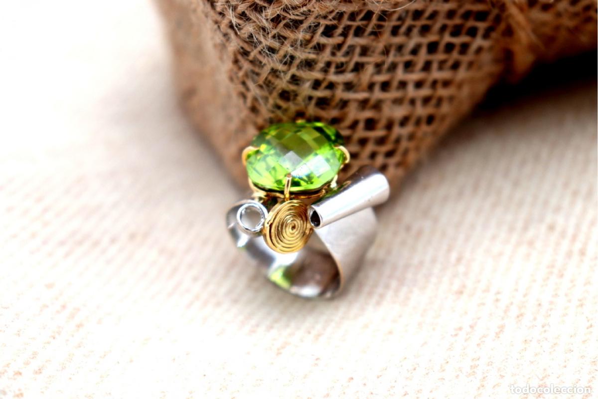Joyeria: Anillo de oro bicolor de 19,2K con turmalina. - Foto 2
