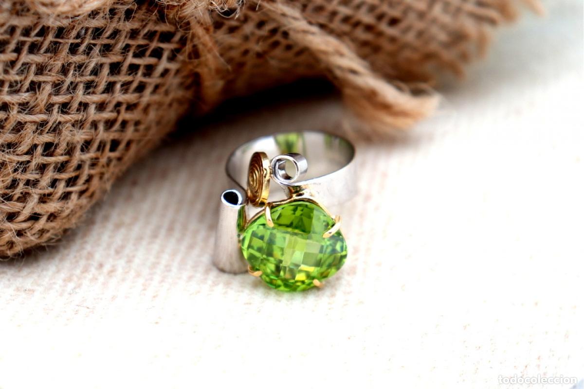 Joyeria: Anillo de oro bicolor de 19,2K con turmalina. - Foto 7