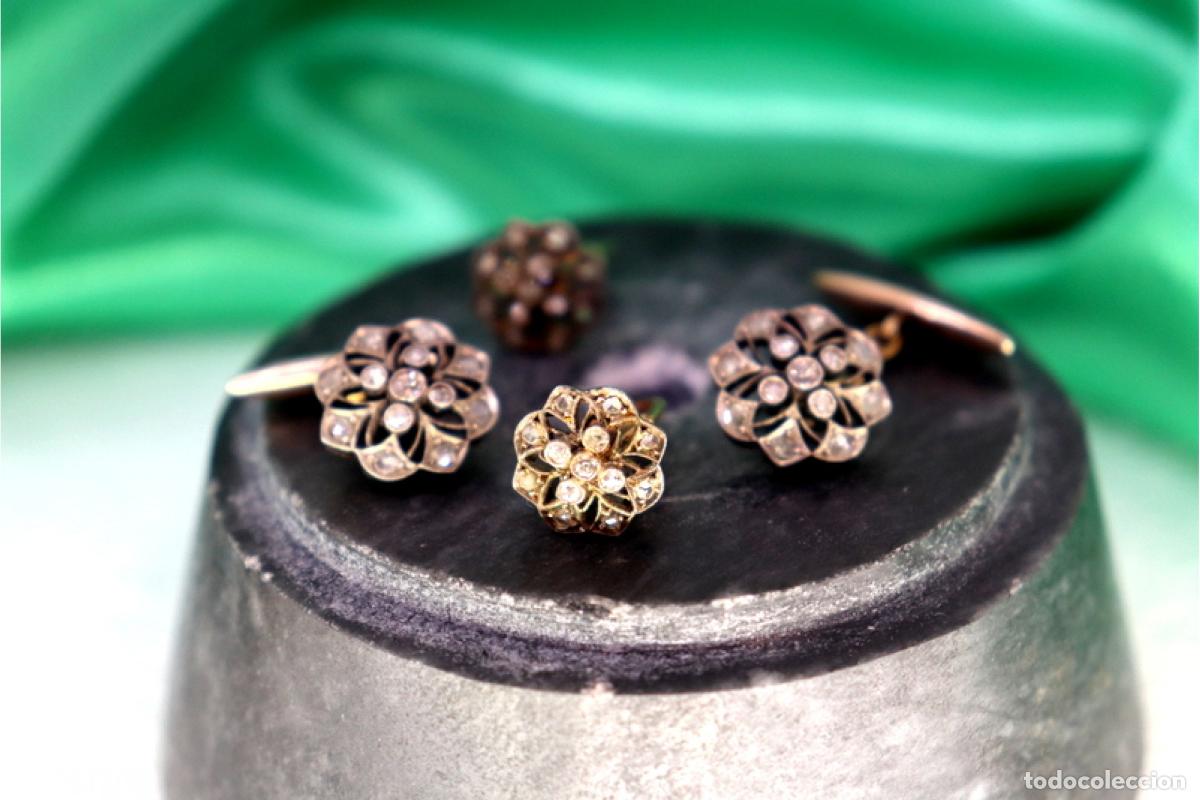 Joalheria: Gemelos de oro y plata de 19,2K con diamantes.