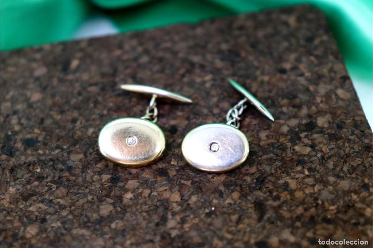 Joyeria: Gemelos en oro blanco de 19,2K con diamantes. - Foto 7