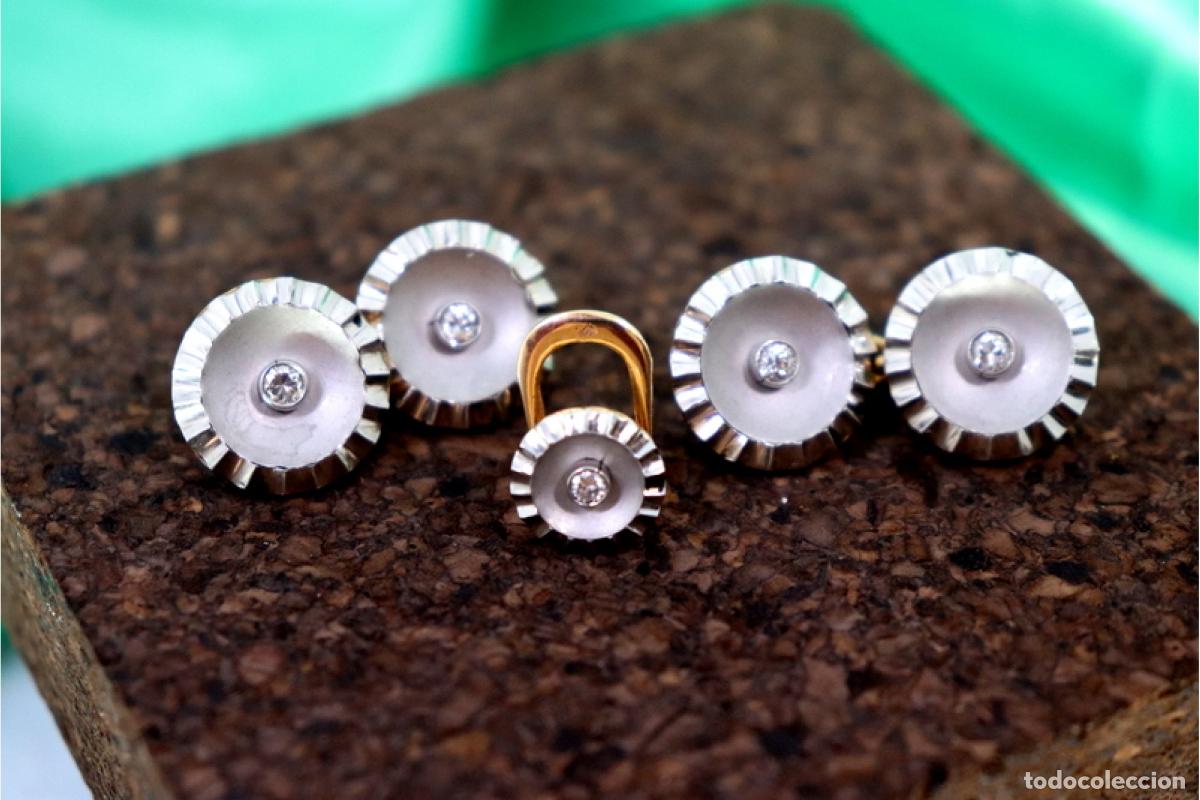 Joyeria: Gemelos en oro blanco de 19,2K con diamantes. - Foto 2