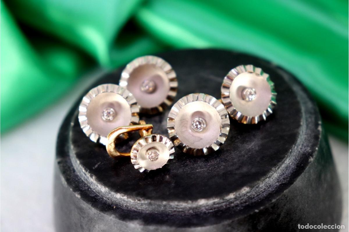 Joyeria: Gemelos en oro blanco de 19,2K con diamantes. - Foto 3