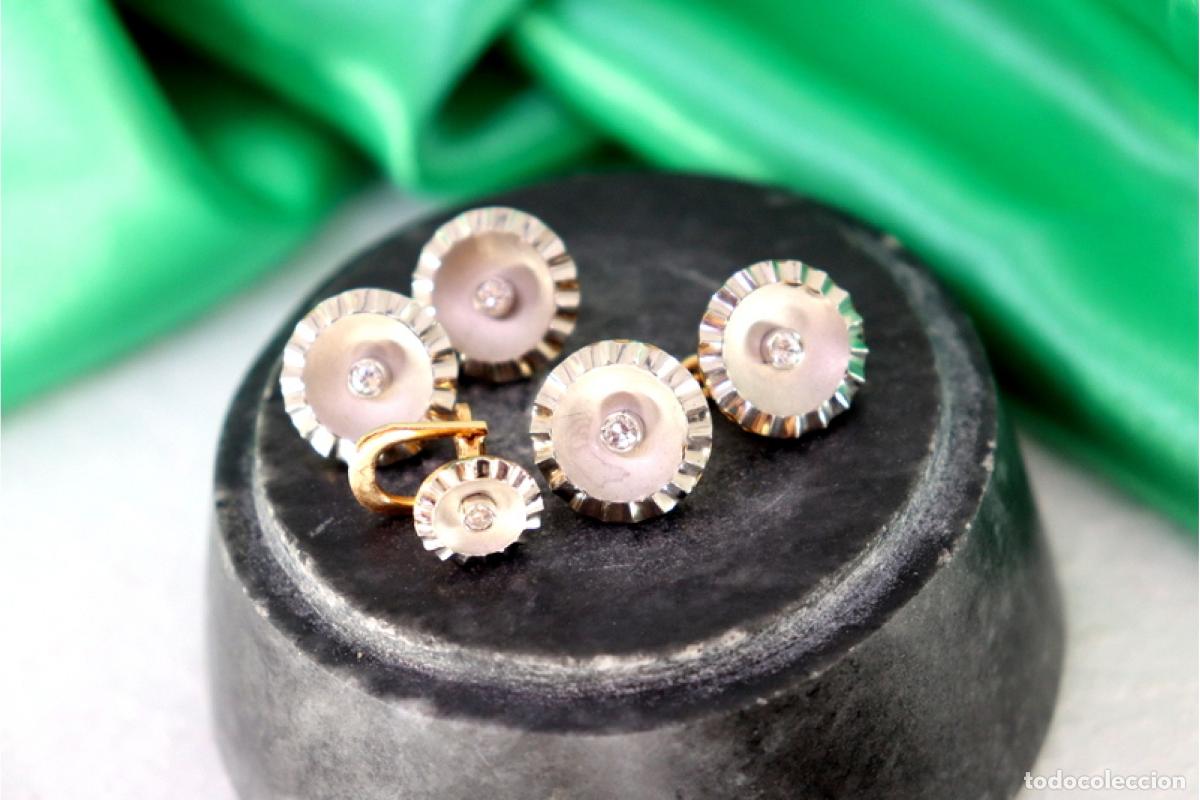 Joyeria: Gemelos en oro blanco de 19,2K con diamantes. - Foto 4
