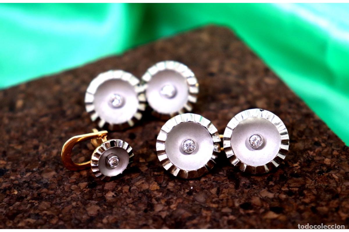 Joyeria: Gemelos en oro blanco de 19,2K con diamantes. - Foto 1