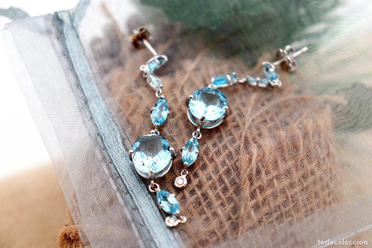 Joyeria: Pendientes de oro de 18 quilates con aguamarinas - Foto 2
