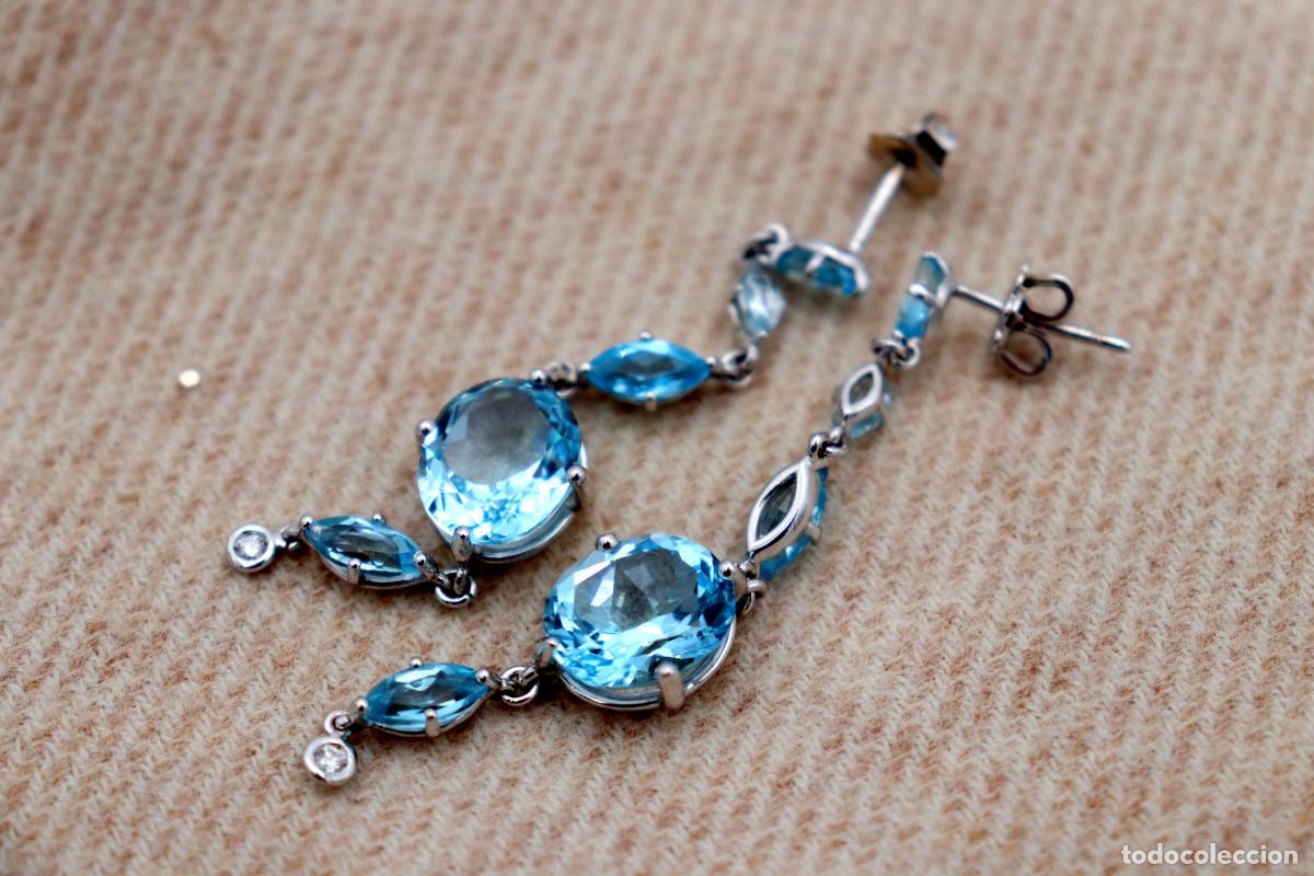 Joyeria: Pendientes de oro de 18 quilates con aguamarinas - Foto 5