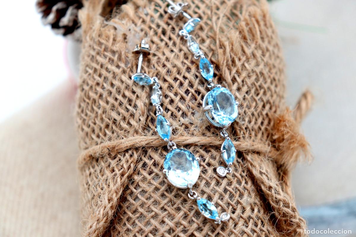 Joyeria: Pendientes de oro de 18 quilates con aguamarinas