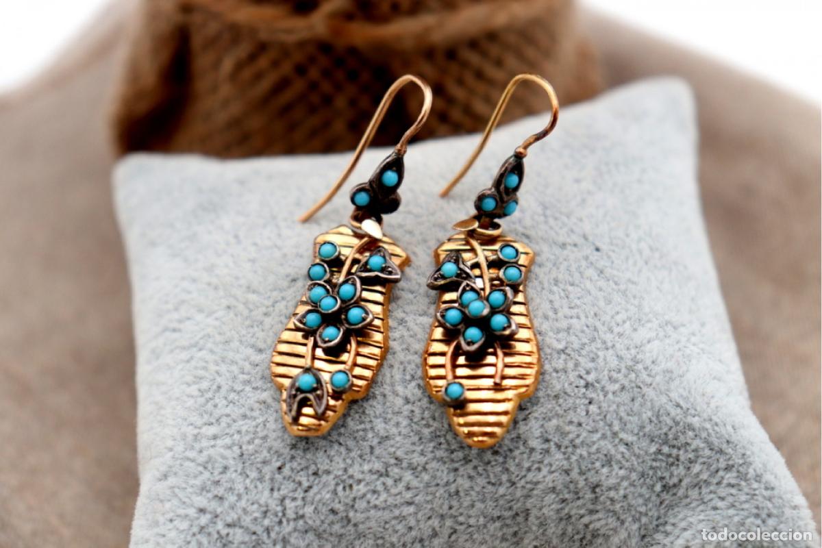 Joaillerie: Pendientes de oro de 18 quilates con turquesa