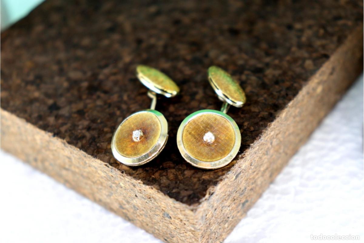 Joyeria: Gemelos de oro de 18 quilates con diamantes - Foto 2