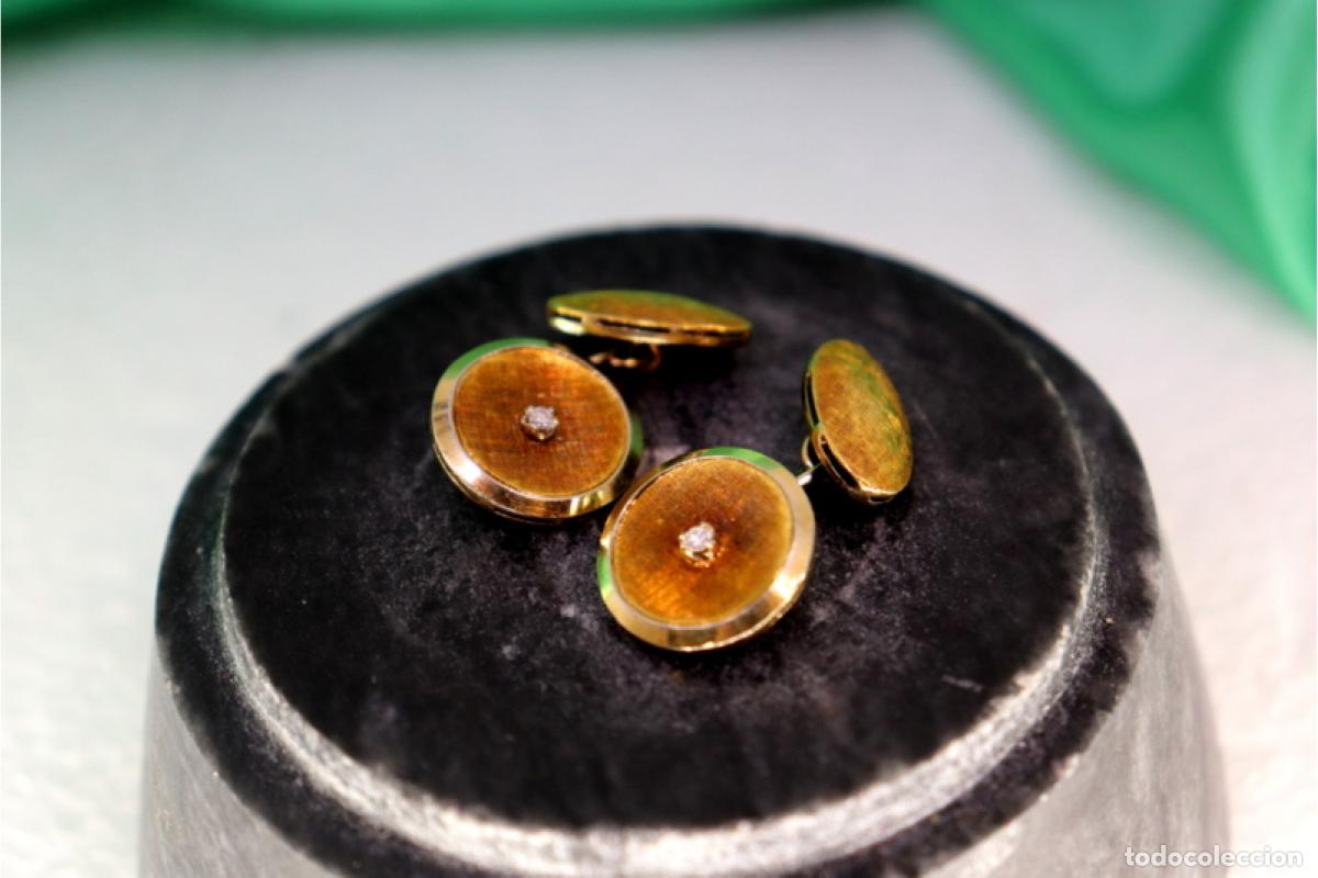 Joyeria: Gemelos de oro de 18 quilates con diamantes - Foto 4