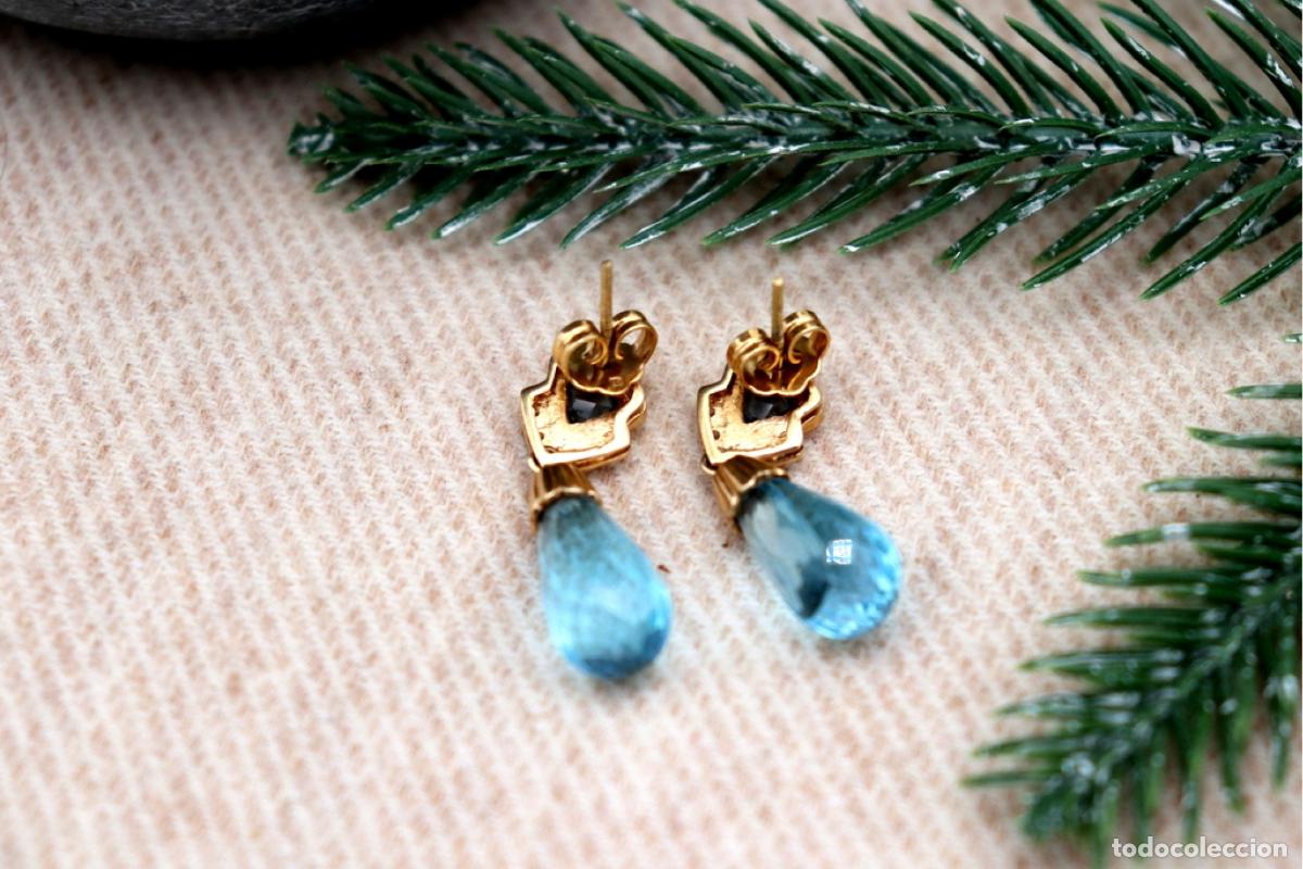 Joyeria: Pendientes en oro de 19,2K con diamantes y topacios. - Foto 2
