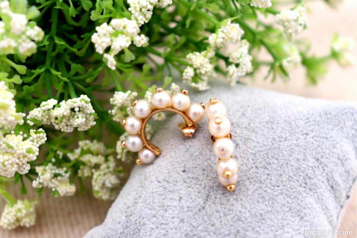 Joyeria: Pendientes en oro de 19,2K con diamantes y perlas. - Foto 3