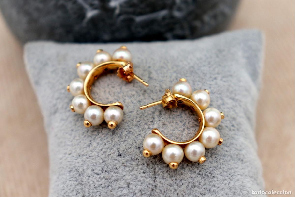 Joyeria: Pendientes en oro de 19,2K con diamantes y perlas. - Foto 5